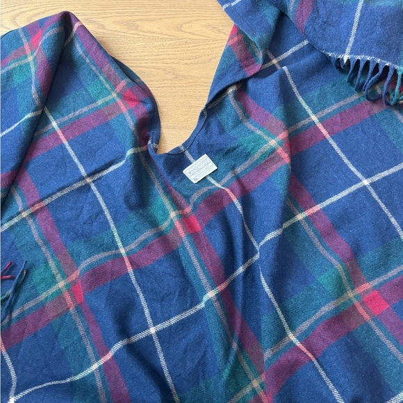 Pendleton 100% Wool Vintage Wrap Shawl Poncho - Blue Plaid - Like New - One Size - Picture 5 of 15